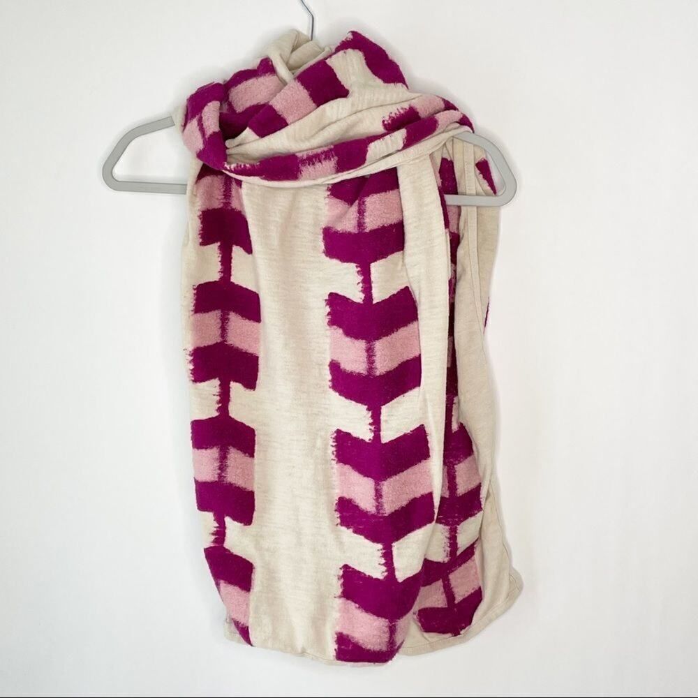 Lucky Brand Cotton Knit Scarf Wrap Tan Fuschia One Size